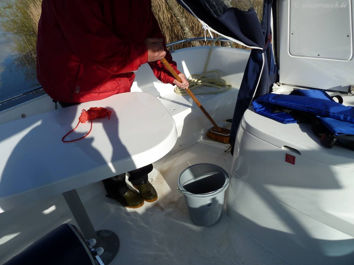 Cleaning the boat